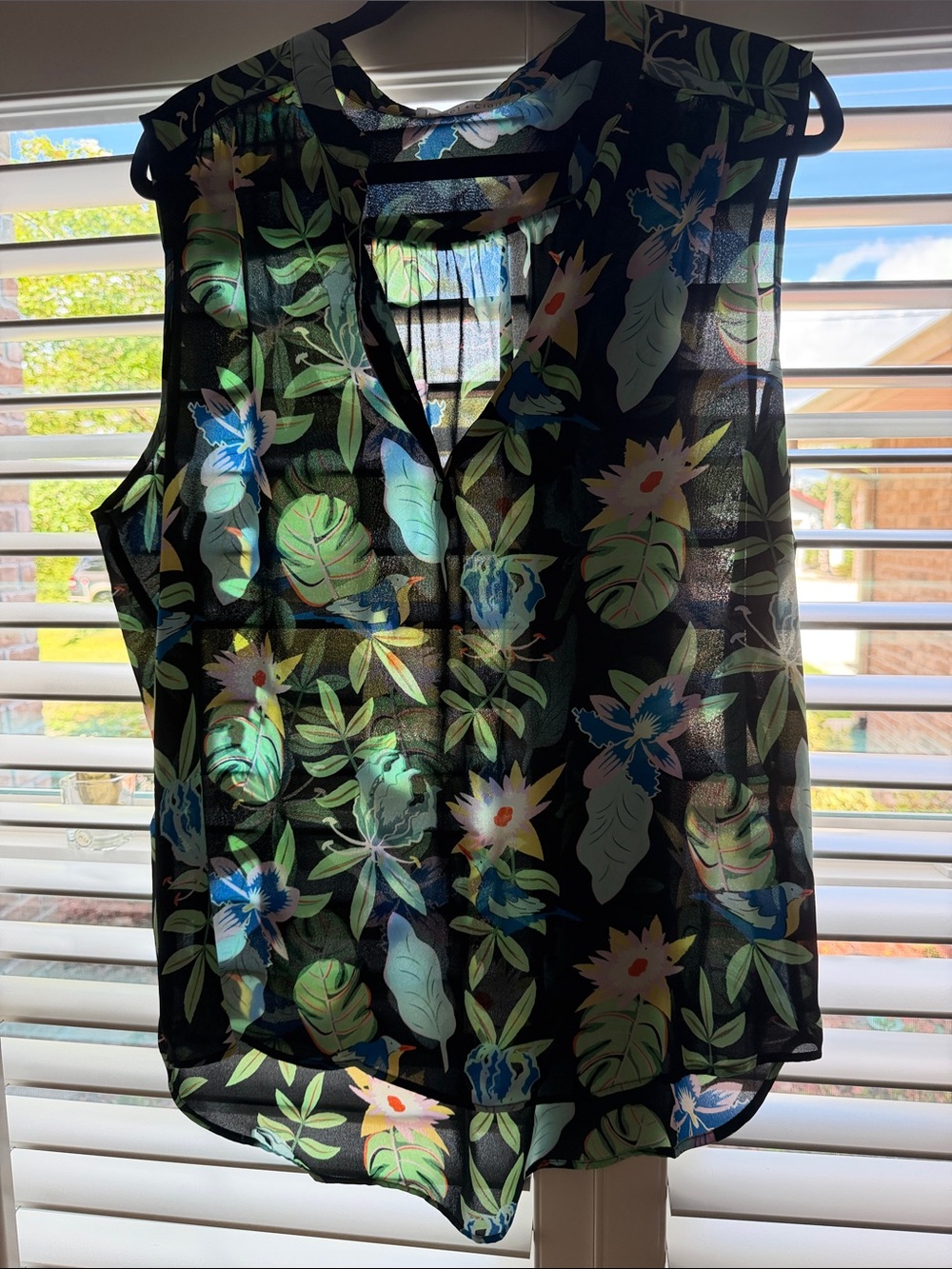 Violet & Claire Black Floral Sheer V-Neck Camisole